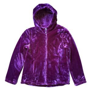 32 Degrees Heat Womens L Plush Faux Fur Teddy Zip Jacket Purple Large Sweatshirt
